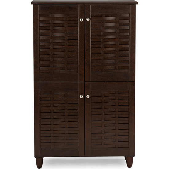 Baxton SC864574 B-Wenge Winda 4 Door Shoe Storage Cabinet in Dark